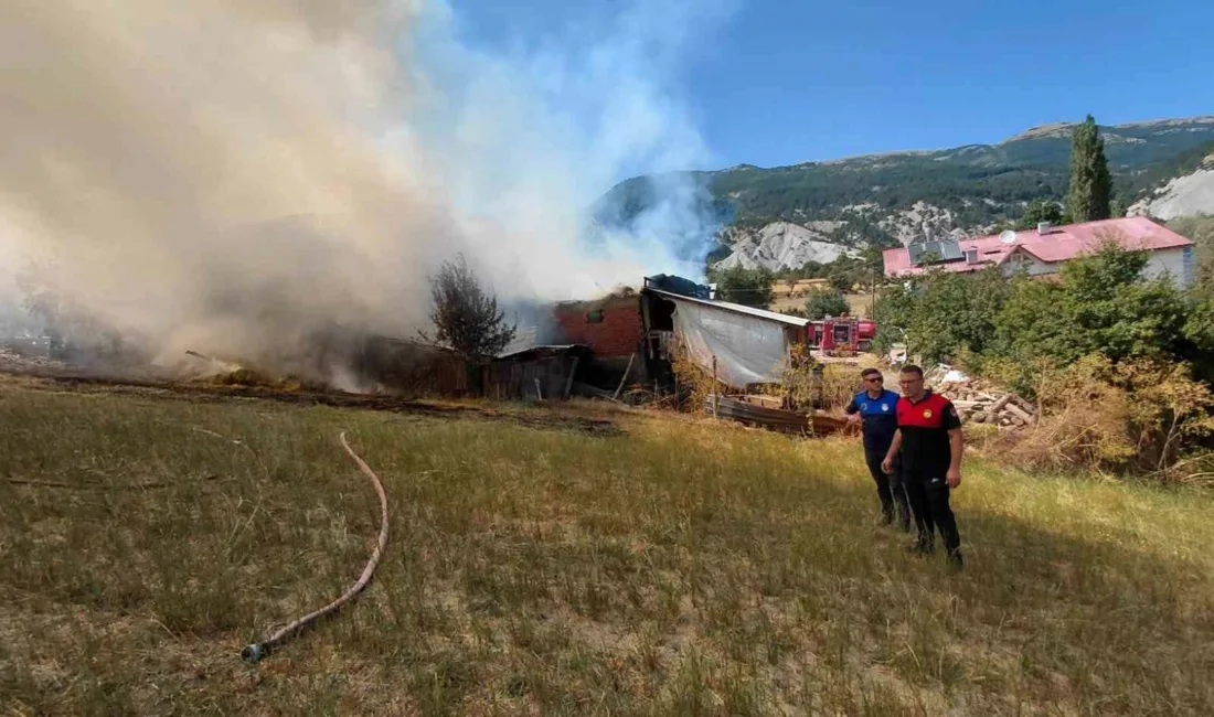 Bolu’nun Mudurnu ilçesinde ahır ve samanlıkta çıkan yangın nedeniyle 2