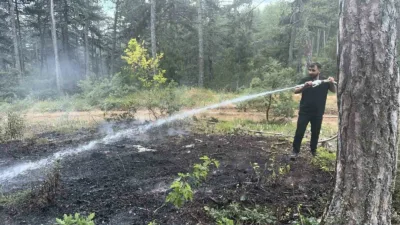 Karabük’ün Eflani ilçesinde çıkan örtü yangını, Orman İşletme Müdürlüğü ekiplerinin
