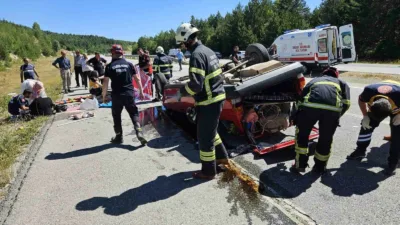 Kastamonu’da Fiat Tofaş marka otomobilin takla atması neticesinde meydana gelen