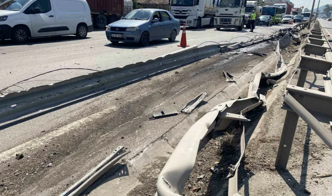 Kocaeli’nin Körfez ilçesinde kontrolden çıkan tır, bariyerleri aşarak karşı şeritte