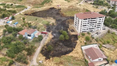 Karabük’te otluk alanda çıkan yangın, yerleşim yerlerine sıçramadan itfaiye ekiplerince