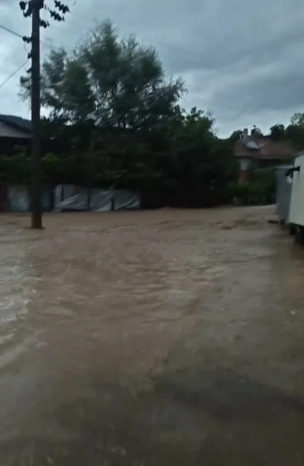 Kastamonu’nun Cide ilçesinde şiddetli yağışların neden olduğu selde derenin taşma