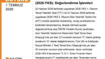 Yükseköğretim Kurumları Sınavı (YKS) değerlendirmesi yapıldı. AYT’de 1 soru iptal