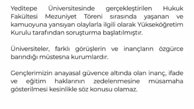 Yükseköğretim Kurulu (YÖK), Yeditepe Üniversitesi Hukuk Fakültesinde Mezuniyet Töreni sırasında
